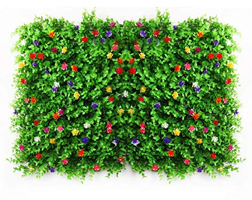 GLP Artificial Hedges Panels with Flowers, Outdoor Grass Greenery Artificial Ivy Privacy Fence Screen, Faux Plant Wall Backdrop for Home Garden Backyard Wedding Wall Decoration (Color : I)