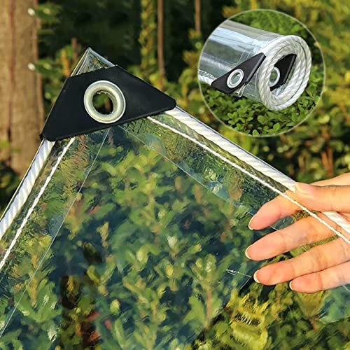 Telone Impermeabile Pesante in Pvc Trasparente,Teloni Occhiellati Antipolvere Antipioggia,Tenda Da Sole Trasparente Esterno Giardino Pergola Balcone Tenda Antipioggia,Transparent-2.1×2.5m/6.9×8.2ft