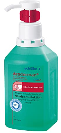 Schülke Desderman® 500ml Händedesinfektionsmittel | Desinfektionsmittel in praktischem Hyclick Spender | gegen Bakterien & Viren | farbstoff- und parfümfrei
