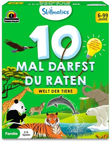 Skillmatics Kartenspiel - 10 Mal darfst du raten Tierreich, Geschenke für Kinder ab 6 Jahren, Groβer Spaβ für Reisen und Familienspiel Abende