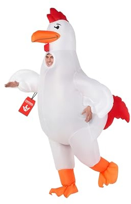 Morph vuxen kycklingkostym, blås upp kyckling, djurdräkt, uppblåsbar kostym, kyckling outfit, vuxen maskeradkostymer män