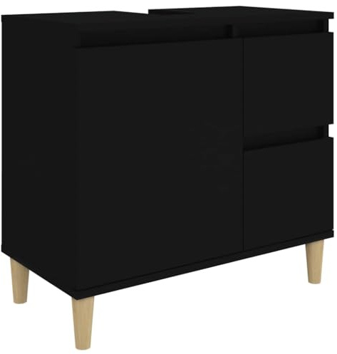 vidaXL Badschrank Schwarz 65x33x60 cm Holzwerkstoff