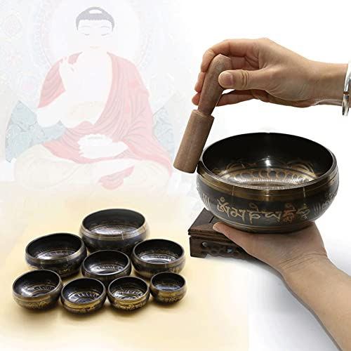 MOLVUS Glocke Yoga Meditation Schüssel Metall Klangschale Messing Klangspiel Handwerk Musik (Farbe: D, Größe: 8,5 cm)