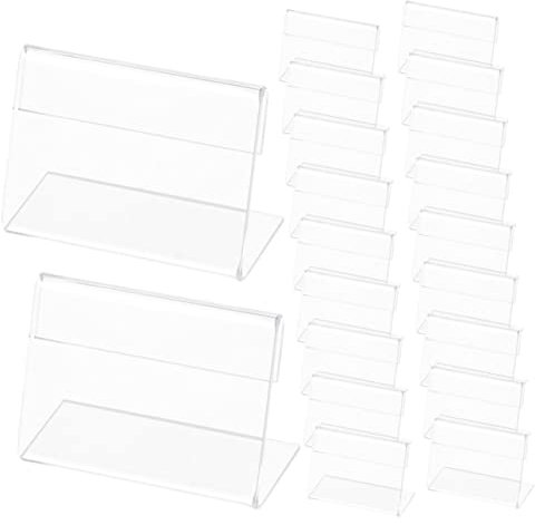 NUOBESTY 25stücke Acrylschilderhalter Für Tischplatten Transparente Schilderhalter Aus Acryl Mit Kippständer Für Namenskarten Und Preisschilder Bruchsicher Und Langlebig Für Büro Oder
