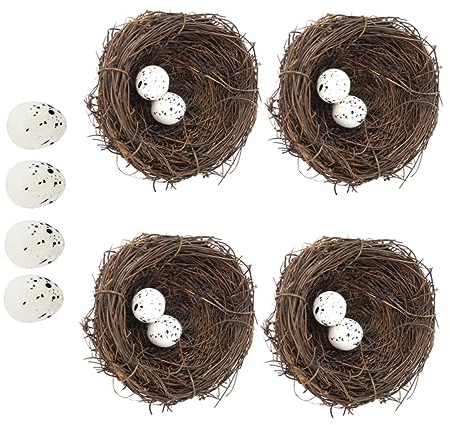 Warmhm 4sätze Osternest-Sets Mit Deko-Nest-eiern Waldgarten-Dekorationen Für Osterschmuck Und Osterdekorationen