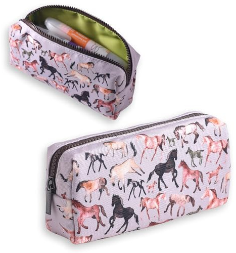 LParkin Pferd Große Kapazität Federmäppchen, Pferde Geschenke für Pferde Liebhaber, Mäppchen Klein mit Reißverschluss für Mädchen Jungen Teenager Erwachsene