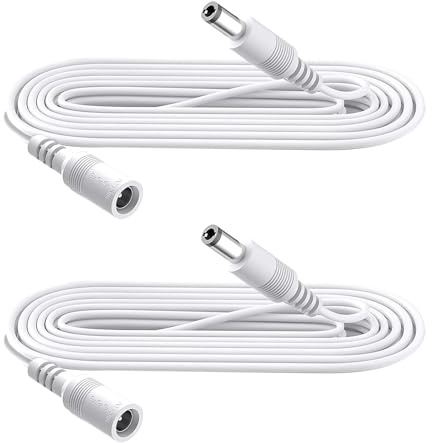 Security-01 2-Pack 1m DC Power Verlängerungskabel, Stecker 5.5mm x 2.1mm, unterstützt DC 5V 6V 9V 12V 24V, für Sicherheitskameras, DVR, Router, Drucker, LED Strip, Weiß
