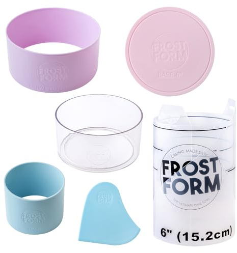 American Crafts Food Crafting 15,2 cm Frostform Starter Kit (7-teilig) - Kuchenform, Runde Liner, Ständer, Krümelschneider, Finisher, Basisform, Anleitung - Frost Form Kuchen Zuckerguss Set