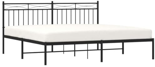vidaXL Bettgestell, Bettrahmen mit Lattenrost Metallbeinen, Bett Gästebett mit Kopfteil, Metallbett Doppelbett Schlafzimmerbett, Schwarz 180x200cm Metall