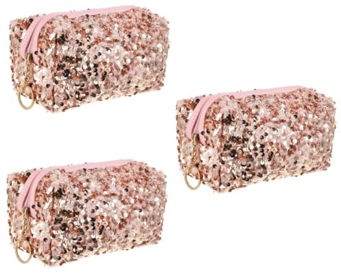 Beavorty 3 Stück Luxuriöse Pailletten-Reisetasche Make-up-Organizer Modische Kulturbeutel