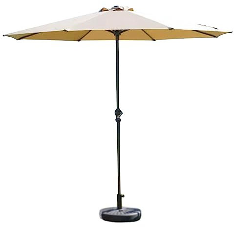 Parasol de jardin Parasol de patio extérieur Parasol de patio à colonne centrale en fer avec parasols de patio à lumière LED avec base de réservoir d'eau Base rechargeable de 9 pieds à 8 nervures