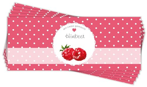 Apoidea – Marmeladen Etiketten selbstklebend 50 Stück/hochwertige Etiketten für Marmeladengläser/Aufkleber Marmeladengläser/Runde Etiketten selbstklebend Marmelade - Himbeer