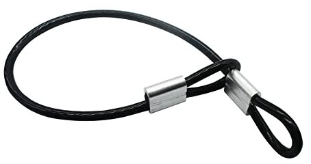 Floyutin 5 Pcs 5mm Wire 24 inch Vinyl Coated Stainless Steel Cable with Loops Short Wire Rope Lanyard Lock Security Chain Link for Outdoor Gates, Black(5mm x24inch)
