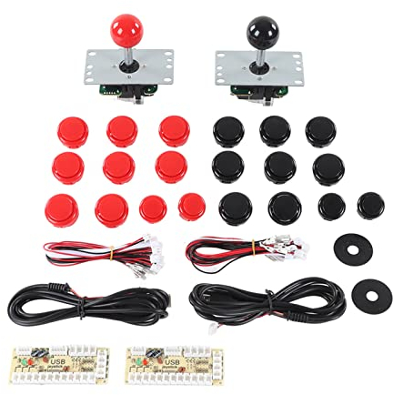 2 Player DIY Arcade Game Kit with USB Joystick Circuit Board Gamepad 30 Buttons Red Black/465