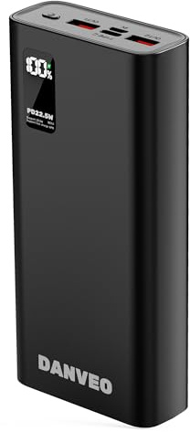 DANVEO Power Bank 20000MAH Portable Charger Phone Battery Pack Fast Charge with LCD Display, PD3.0 QC4.0, USB-C Input & Output, 4 Ports for iPhone, Samsung, Huawei, Phone, Tablets & More