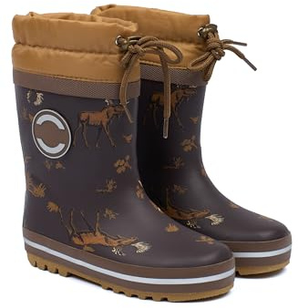 Mikk-line Bottes en caoutchouc doublées chaudes pour enfants | Bottes de pluie imperméables pour garçons et filles | Bottes en caoutchouc thermiques coupe-vent | Chaussures de pluie avec détails