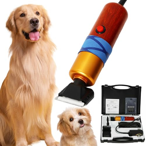 Heayain Dog Shears,Plug-in Electric Pet Shaving and Grooming Kit,200W 10ft Sheep Shears Includes 2 Blades, Low Noise & Vibration Design for Dogs Cat Goat,Perfect Dog Clippers for Families with Pets