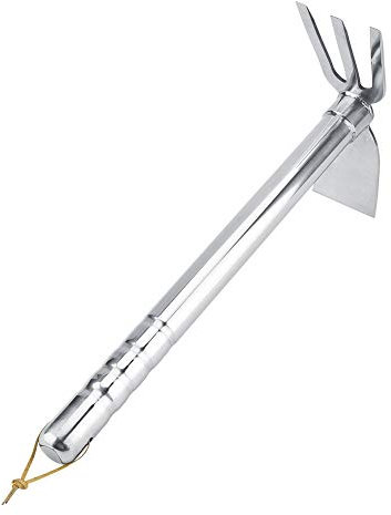 Mini rastrillo de jardín, Hoja de Abanico de Mano de Acero con Agarre ergonómico, Herramienta de jardinería Resistente, Mango de Goma, cultivador de Garra Corta para Exteriores