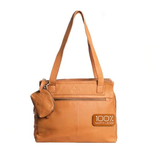Lavalen Damen Leder Handtasche mittelgroß Schultertasche Damen mit Fächern | Handgefertigte Leder Handtasche mit mehreren Fächern und Reißverschlüssen. Geräumig, elegant und alltagstauglich.