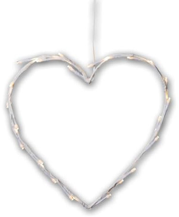 Star Trading 691-34 LED-Kranz Crispy weiß, Kunststoff, Ø 27x27 cm, Herz, 24 ww LED, Batterie, Timer, 1 m Kabel, Vierfarb-Karton