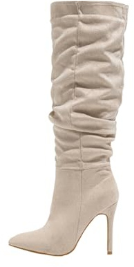 Botas Altas hasta la Rodilla de Ante sintético con tacón de Aguja y Punta Puntiaguda para Mujer, Botas Altas Sexis de tacón Alto, Botas holgadas de tacón de Moda para Invierno