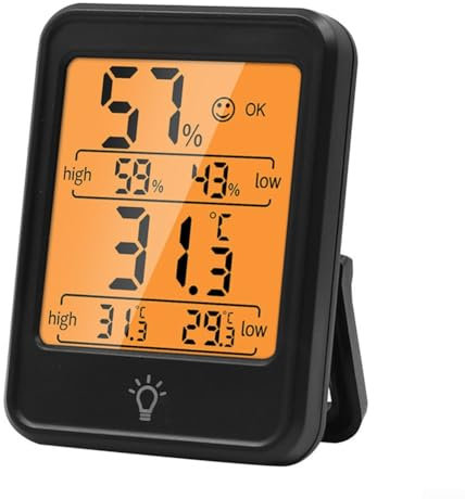 Digital Thermometer Hygrometer, Indoor Temperature Humidity Monitor With Backlight Display, For Home Bedroom Baby Room ℃/°F Switch(Black)