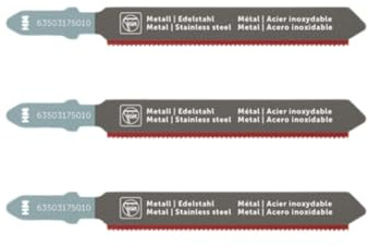 Fein Stichsägeblatt für abrassive Materialien HM 60 T1.1 MSS SC – 3 Stück, Sägeblätter für Stichsäge F-IRON Jig 26 AS, Stichsägeblätter 63503175010