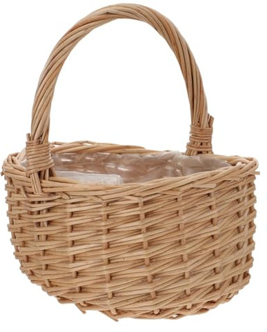 Toddmomy 1pc Creative Hand-woven Fruit Basket Chic Light Yellow Flower Container for Home Storage Tote for Fresh Dried Flowers Multi-purpose Decor Organizing