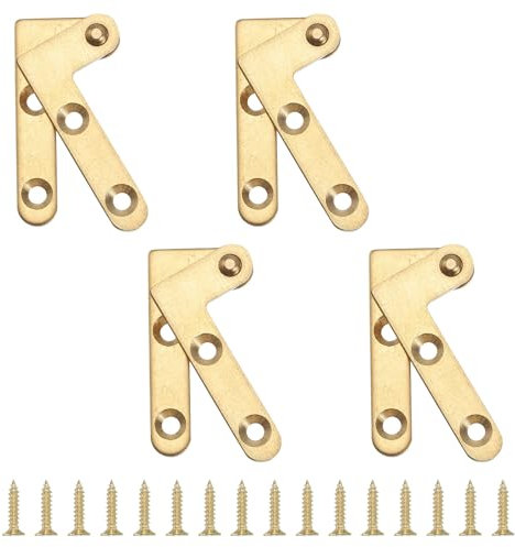 QUARKZMAN 4pz Cerniera per Porta, 1.9 Pollici Cerniere Pivot 360 Gradi Cerniera Nascosta in Acciaio Inossidabile Cerniera Invisibile per Porte Armadi Cassetta degli Attrezzi con Viti, Oro