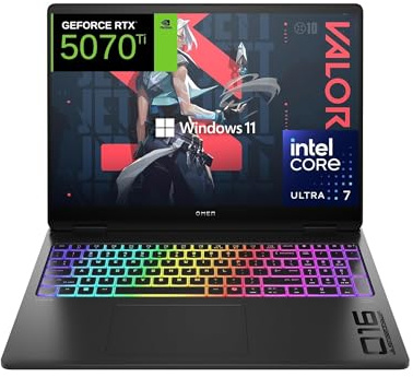 HP OMEN MAX 16-ah0018ns - Ordenador Portátil Gaming de 16 2.5K WQXGA (Intel Ultra 7-255HX, 32GB RAM, 1 TB, NVIDIA GeForce RTX 5070 TI, Windows 11) Negro - Teclado QWERTY Español