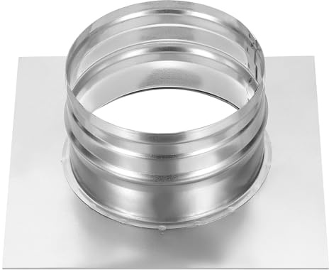 PATIKIL 5 / 125mm Duct Connector Flange, Dryer Vent Wall Plate Square to Round Straight Pipe Flange Chimney Top Plate for Air Heating Cooling Ventilation HVAC System, 200x200mm Base