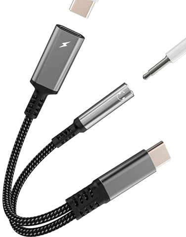 Adaptador USB C a Jack Auriculares 3.5mm(2en1)Tipo C Cargador Dongle para iPhone 16 15 Pro Max para Apple AUXiliar Audio Cable para iPad Compatible Con Samsung S25 S24 S23 AUX Headphone Android Coche