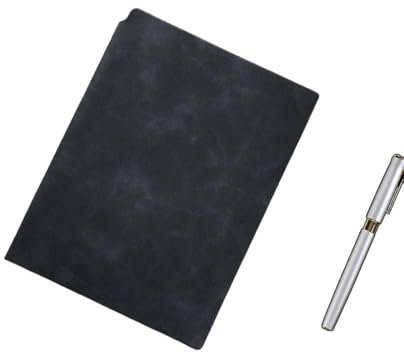 Rocky Green A5 Imitation Leather Business Notebook Thickened Dowling Paper Wireless Glued Book Pen Insert Design Meeting Notebook (Multi-color Available) (Black)