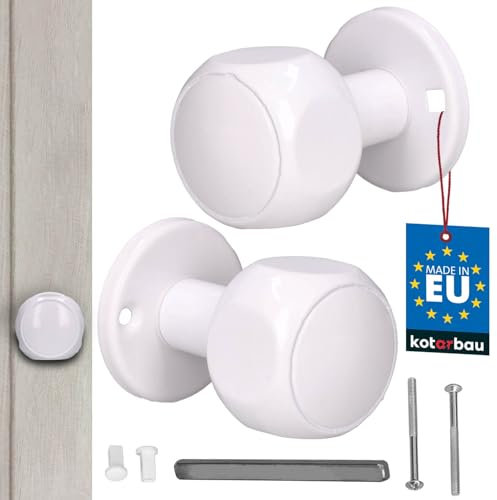 KOTARBAU® Pomello per porta girevole in alluminio, colore bianco, per porte interne, per porta di casa, per porta, per porta esterna, girevole, per porta