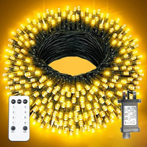 XmasBokeh Fairy Lights, 30m 300 LED, Warm White, Green Cable, Plug in