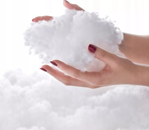 Füllwatte 1kg Ökotex antiallergisch waschbar 95°C hochflauschig Kissenfüllung Bastelwatte Füllmaterial Stopfmaterial, aus Polyester Hohlfaser, Weiß