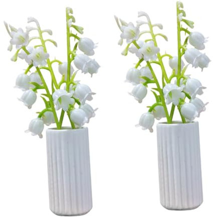 INOOMP 2pezzi Fiori in Vaso in Miniatura Resina Decorazione Casa Delle Bambole Da Giardino Bonsai Simulato Accessori Per Piccole Case Decorazioni in Miniatura