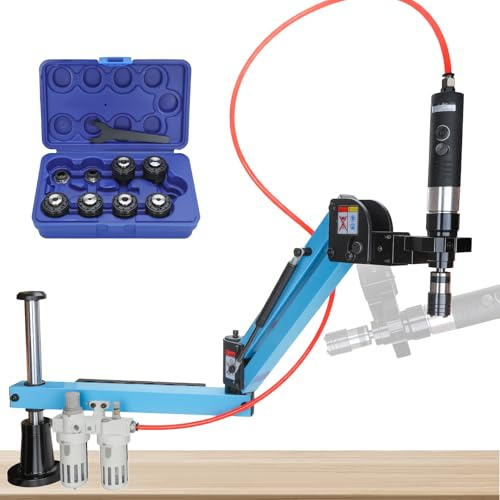 Helivivfy Pneumatic tapping machine, 360° Multi directional universal soft arm drilling and threading machine M3-M12 with tap holder