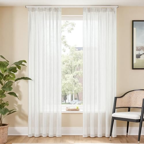 TOPICK Cortinas para salón, 2 unidades, 225 x 140 cm, color beige