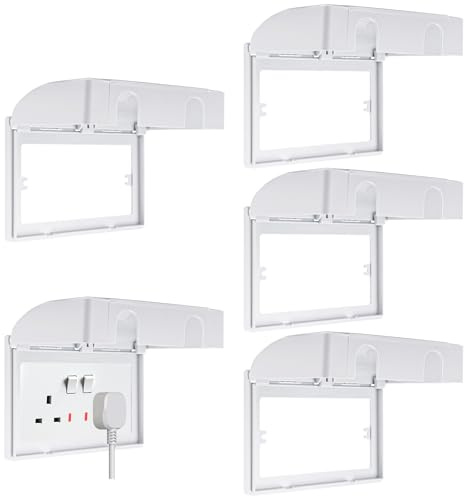 AHAQU 5PCS Plug Socket Covers UK Socket Cover Box for Safety, Proofing Electrical Plug Socket, Switch Protector Cover for Home Safety, 146-Type Double-Position Socket Cover
