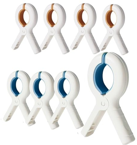 8 Stück Große Klammern,Handtuchklammern für Strandliegen, Winddichte Badetuch Clips aus Strapazierfähigem Kunststoff, rutschfeste Silikonpads für Optimalen Halt bei Wind und Wetter