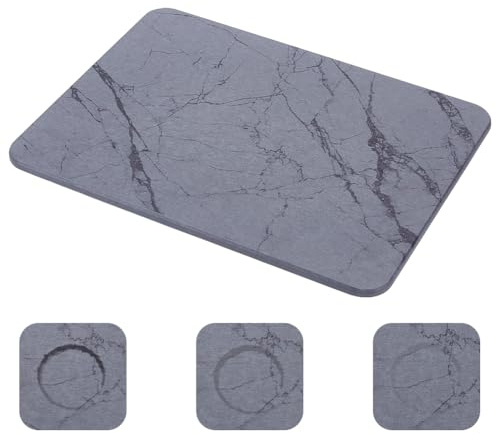 UNICRAFTALE Tapis de Séchage de Vaisselle en Pierre pour Comptoir de Cuisine 15.7 x 11.8 Tapis de Séchage Rapide Absorbant Antidérapant en Diatomite Gris pour Bouteilles