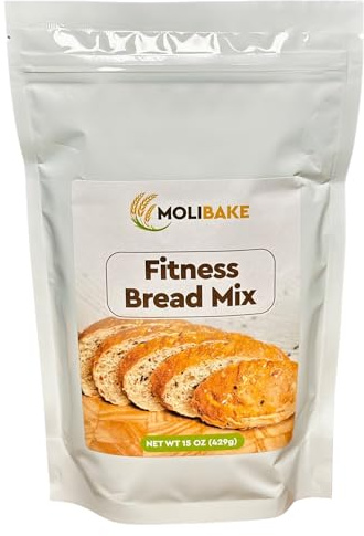 Molibake Fitness Bread Mix – All-Natural High-Fiber Bread Mix for Bread Machine and Oven – 15 oz – Whole Grain Breads Mix with Carrots, Oats, Flax, Sunflower & Sesame Seeds – Easy-to-Use Breads Maker Mix for Homemade Baking