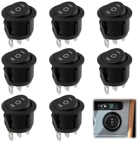 8 interruttori a 3 posizioni bloccabili con interruttore autobloccante rotondo pulsante a levetta ON OFF interruttore a 3 pin nero AC 250 V 10 A 125 V 12 A senza fili pre-saldati per auto, camper