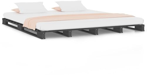Gecheer Pallet Bed without Mattress Grey 140x190 cm Solid Wood bed Model821439