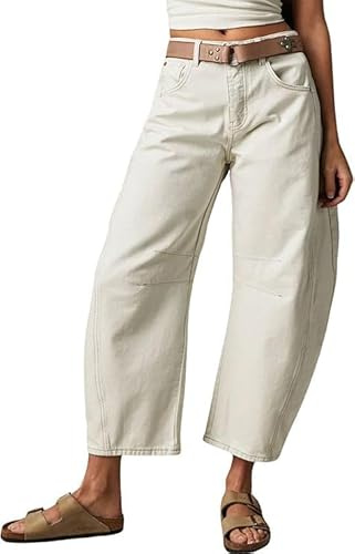 Jean baggy pour femme - Taille mi-haute - Extensible - Style vintage - Coupe ample - Jambe large - Jean baggy Boyfriend Y2k