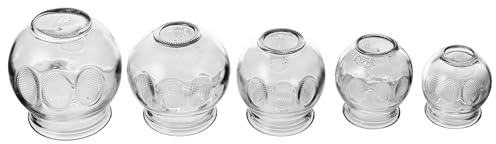 PAMINGONO Lot de 5 Ventouses en Verre Épaissi Numérotées pour Massage sous Vide Ventouses Chinoises Thérapeutiques Polyvalentes pour Dos et Corps Kit Maison de Massage