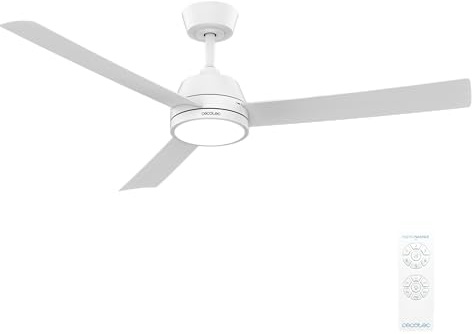 Cecotec Ventilador de Techo 30W EnergySilence Aero 452 QuickSnap White | 132cm, LED Regulable 3 Niveles, Mando a Distancia, Temporizador 8h, 6 Velocidades, Montaje Rápido One-Click, Verano/Invierno