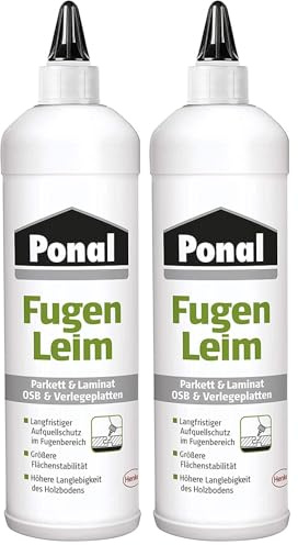 Ponal Parkett & Laminat Fugenleim, transparenter Kleber für Bodenbeläge, wasserfester Fugen Klebstoff, alterungsbeständiger Weißleim als Aufquellschutz, 1 x 1 kg Flasche (Packung mit 2)