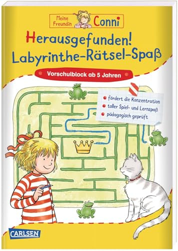 Conni Gelbe Reihe (Beschäftigungsbuch): Herausgefunden! Labyrinthe-Rätsel-Spaß: Vorschulblock für Kindergartenkinder ab 5 Jahren